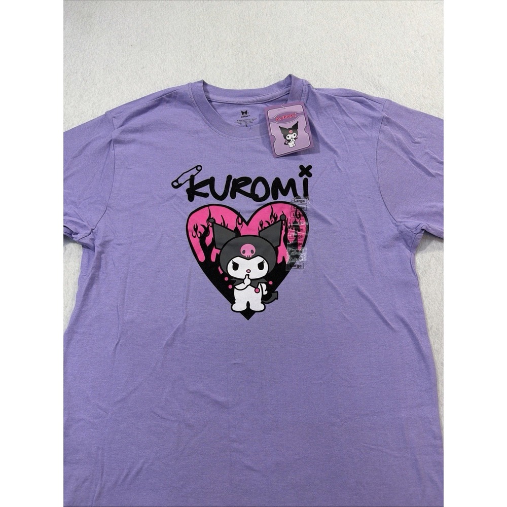 NWT Sanrio Kuromi Graphic T-Shirt Women's Large purple, Kawaii, Goth, Anime